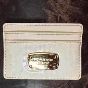 Michael Kors Ivory Card Holder with Gold Accent